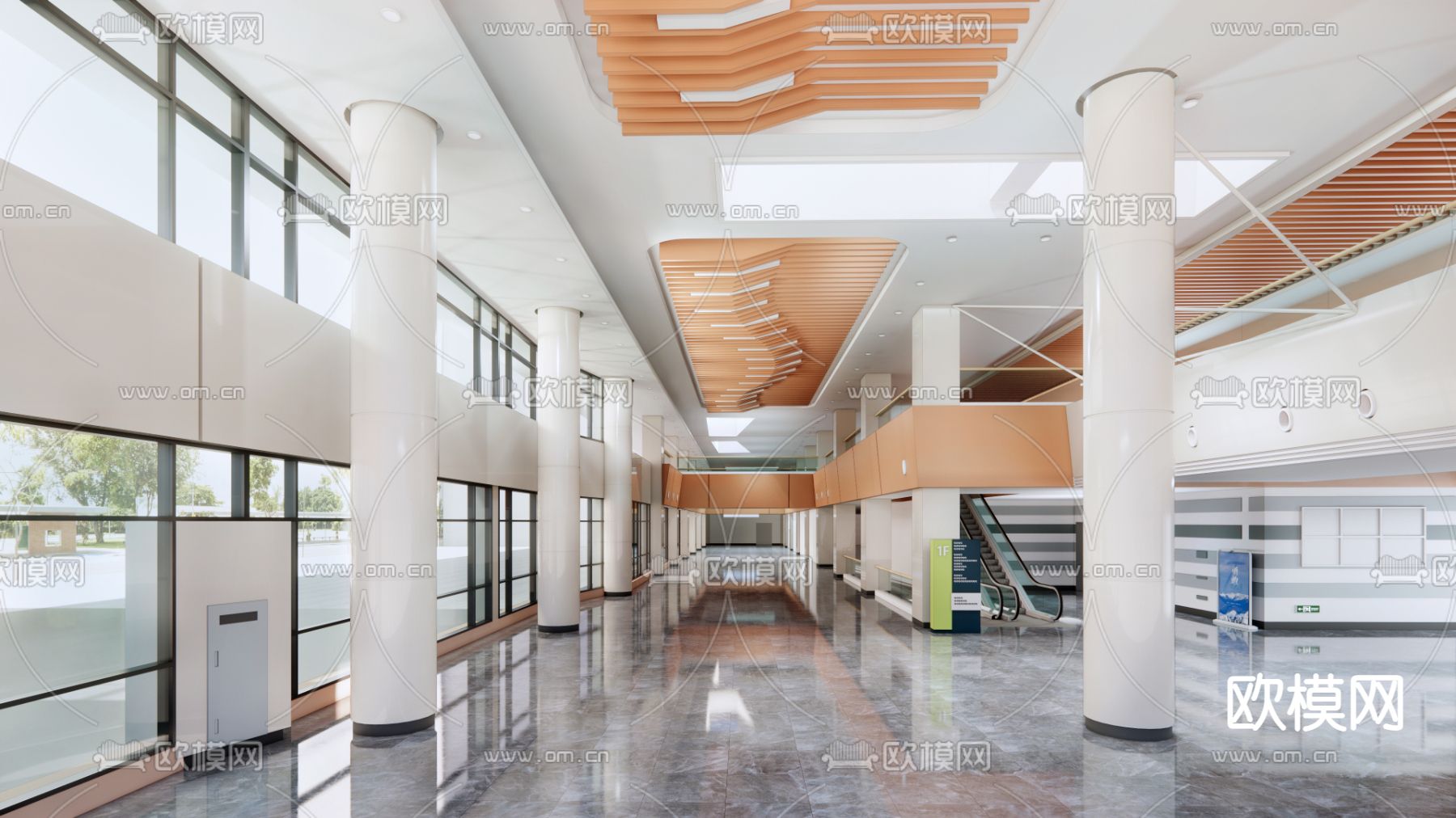 现代医院大堂su模型下载（渲染图1）