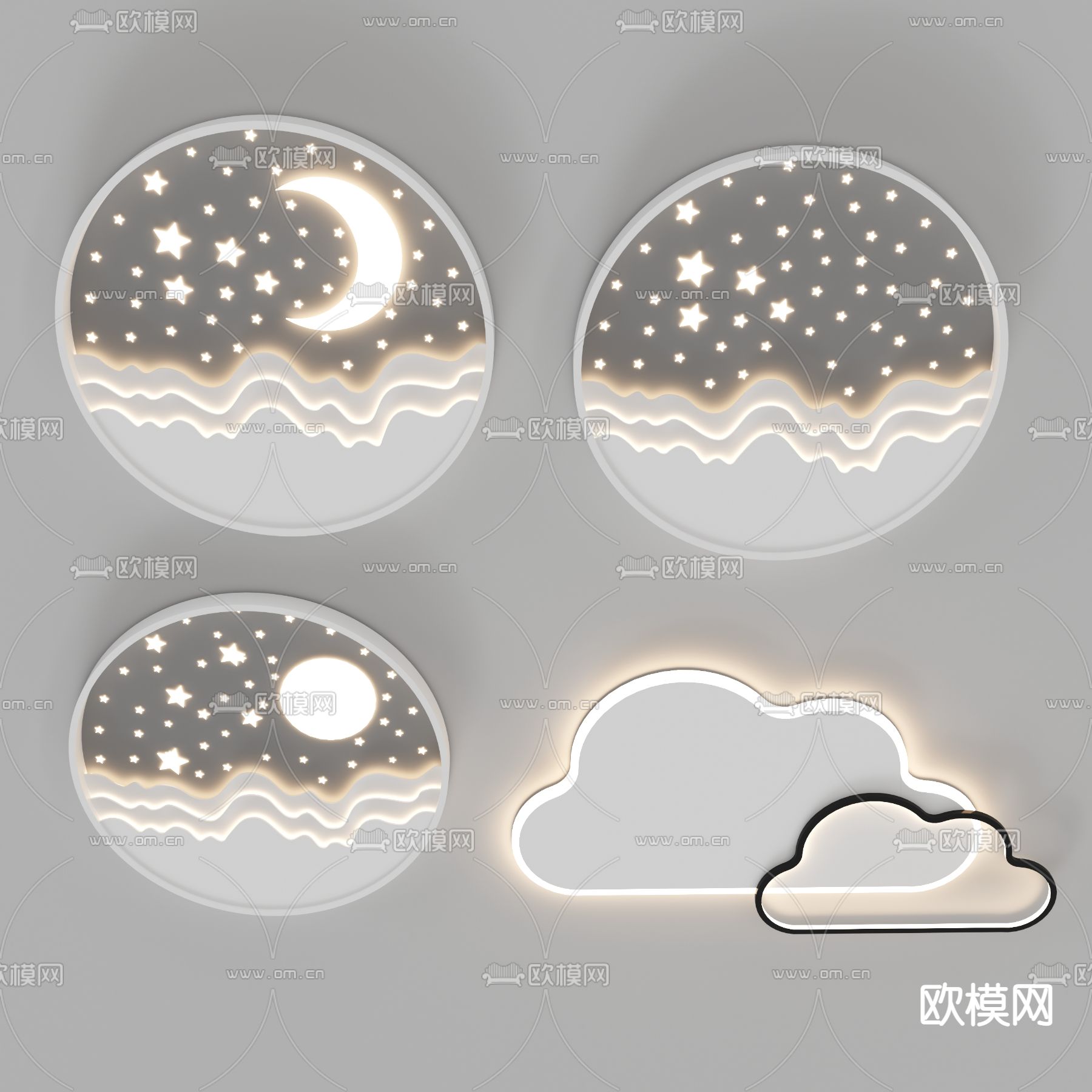 现代儿童房吸顶灯3d模型