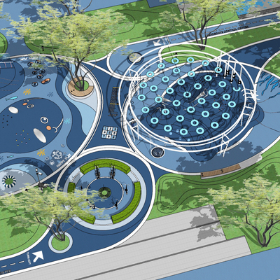 现代儿童游乐园su模型