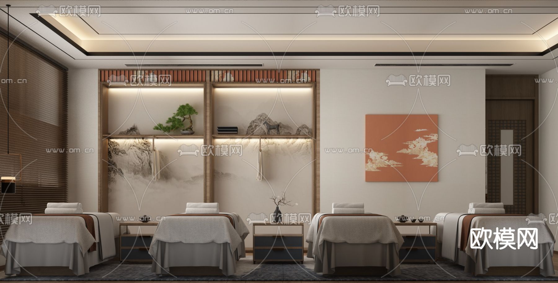 新中式采耳房间免费3d模型下载（渲染图2）