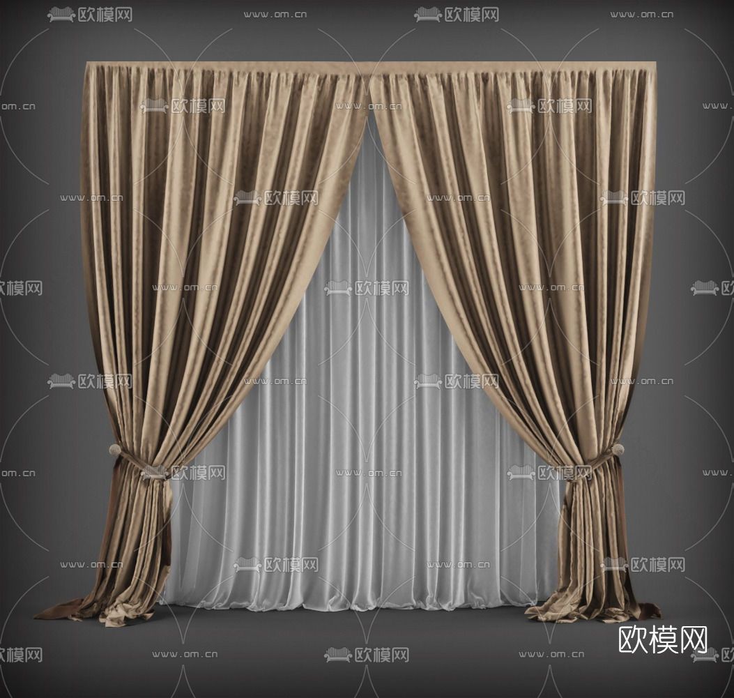 现代窗帘免费3d模型下载