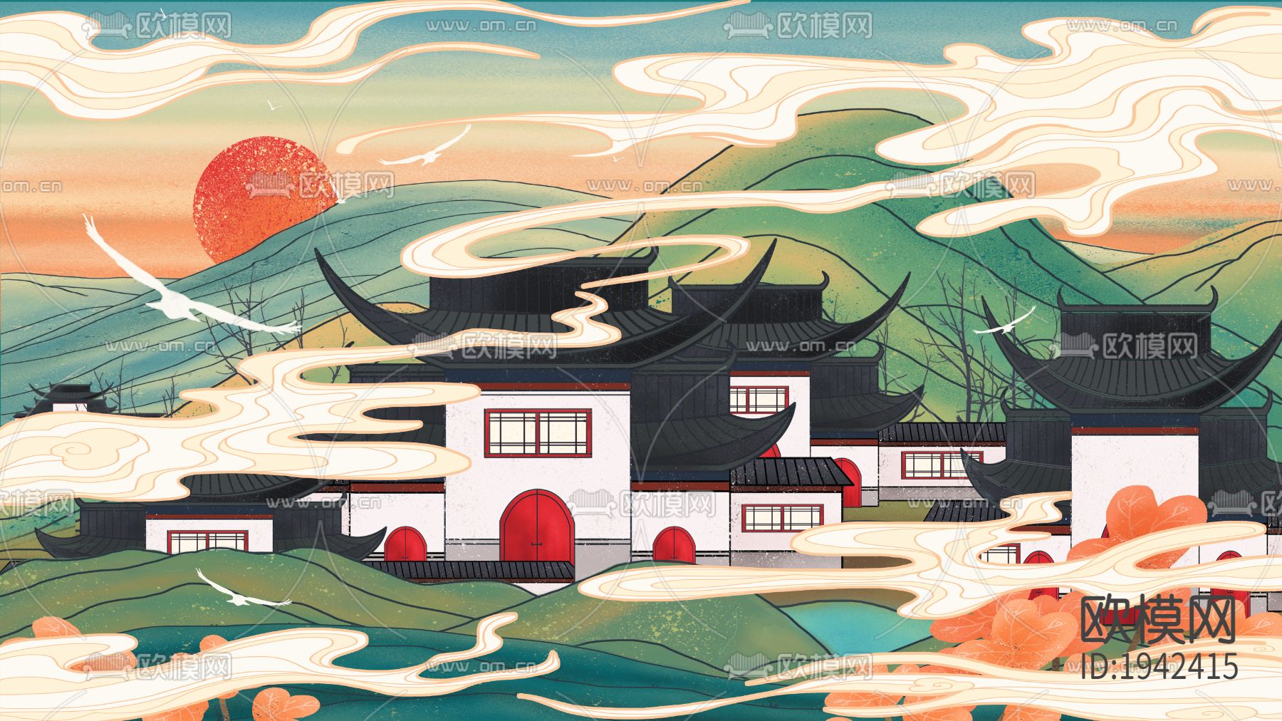 国潮城市地标建筑海报下载