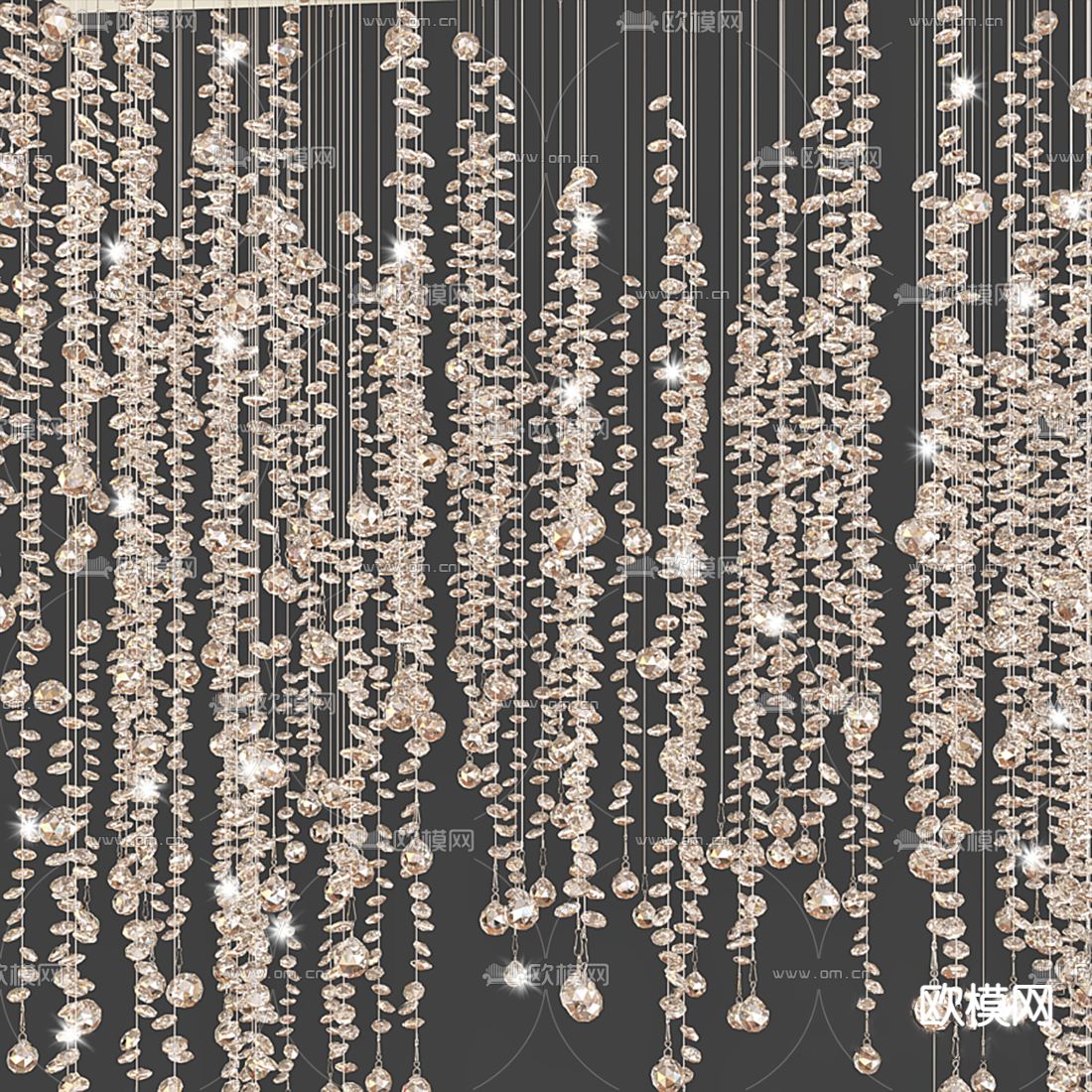 现代水晶装饰吊灯3d模型下载（渲染图3）