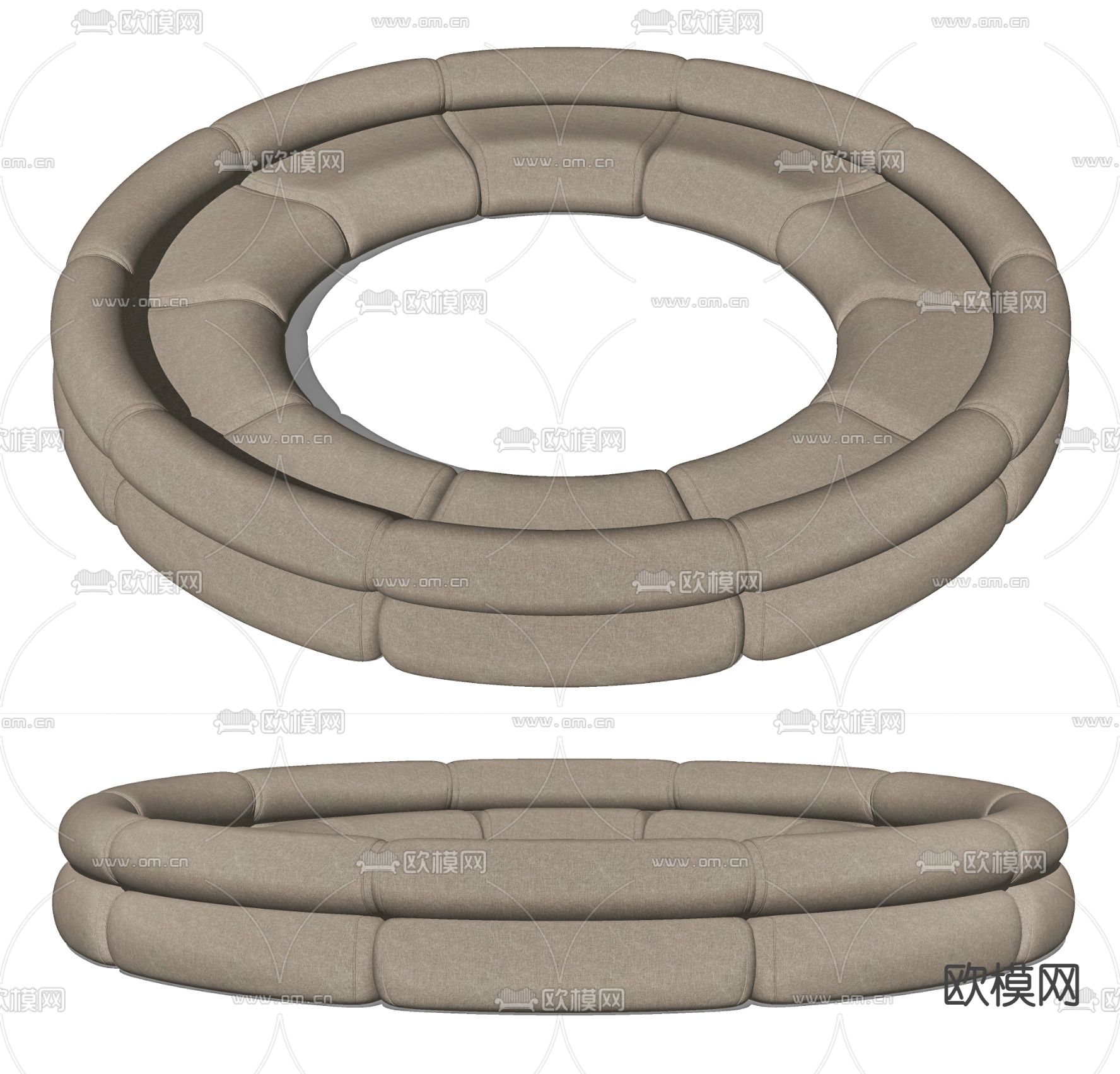 现代布艺圆形沙发su模型