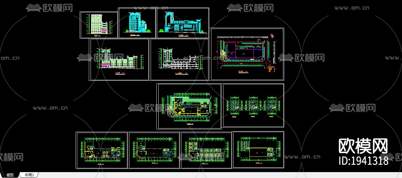 风云大酒店建筑CAD施工图下载（渲染图2）