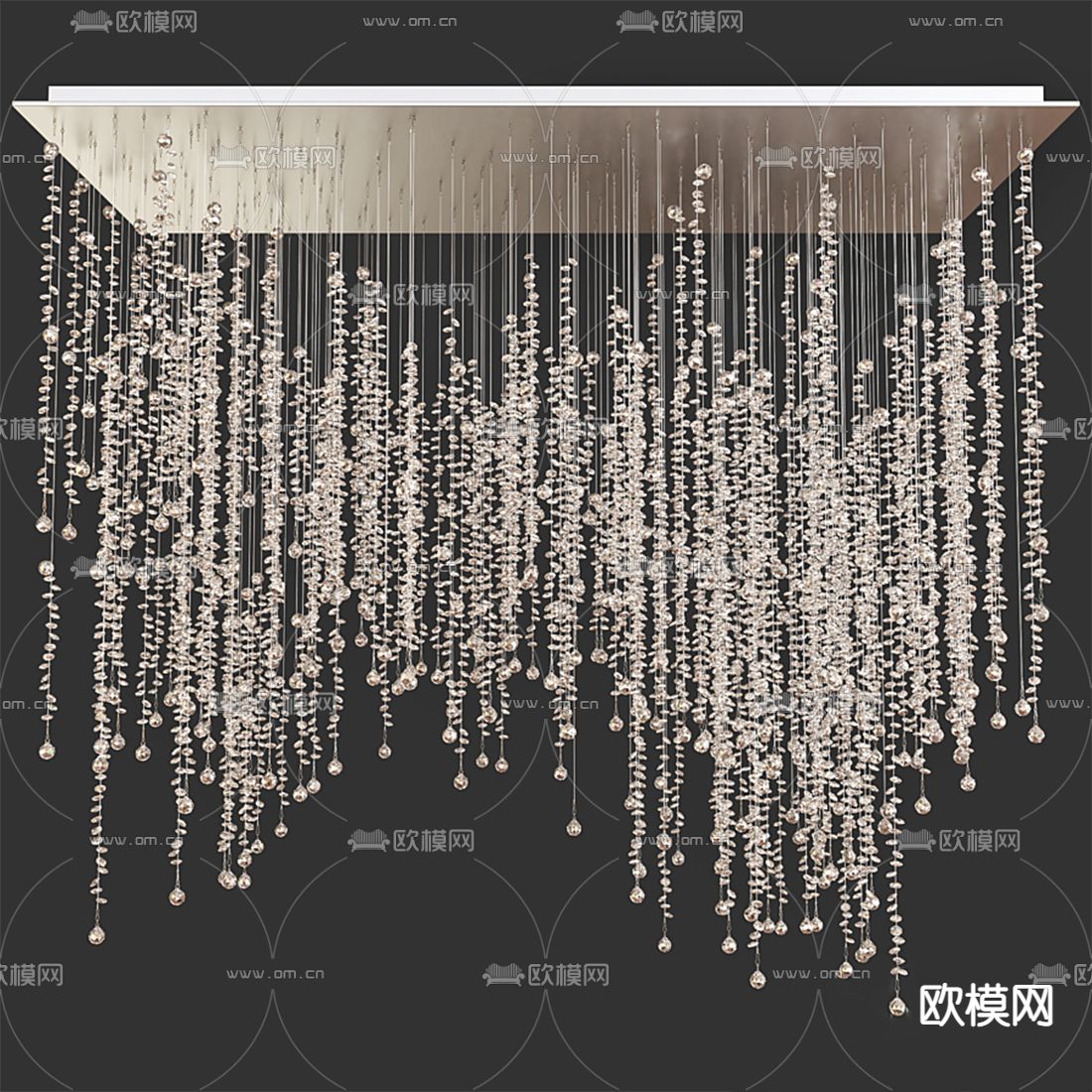 现代水晶装饰吊灯3d模型下载（渲染图2）