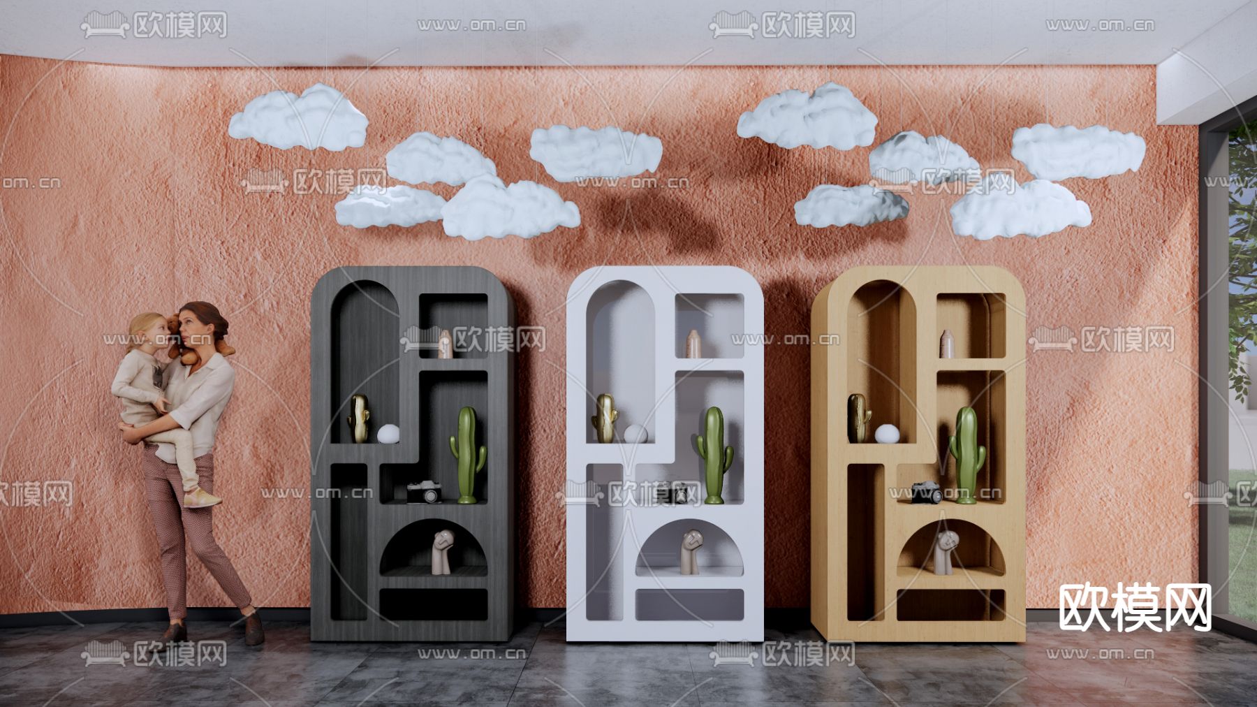 现代装饰柜su模型下载（渲染图1）