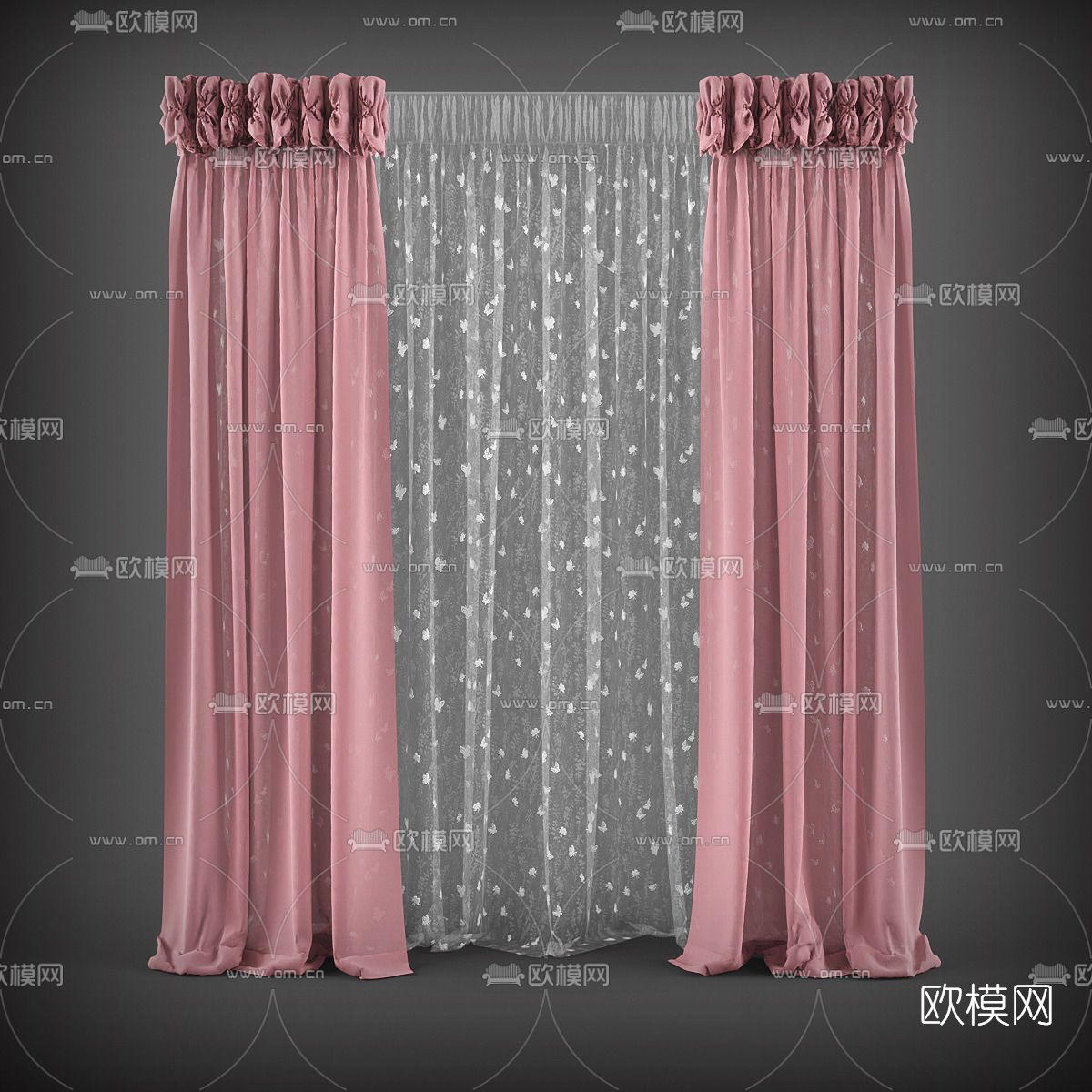 现代窗帘窗纱免费3d模型下载