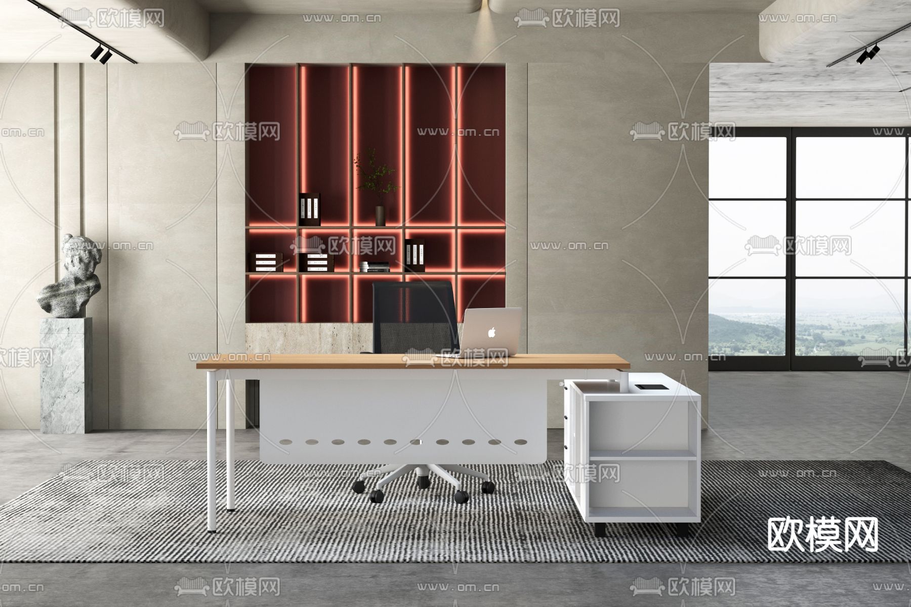 现代办公主管桌3d模型下载