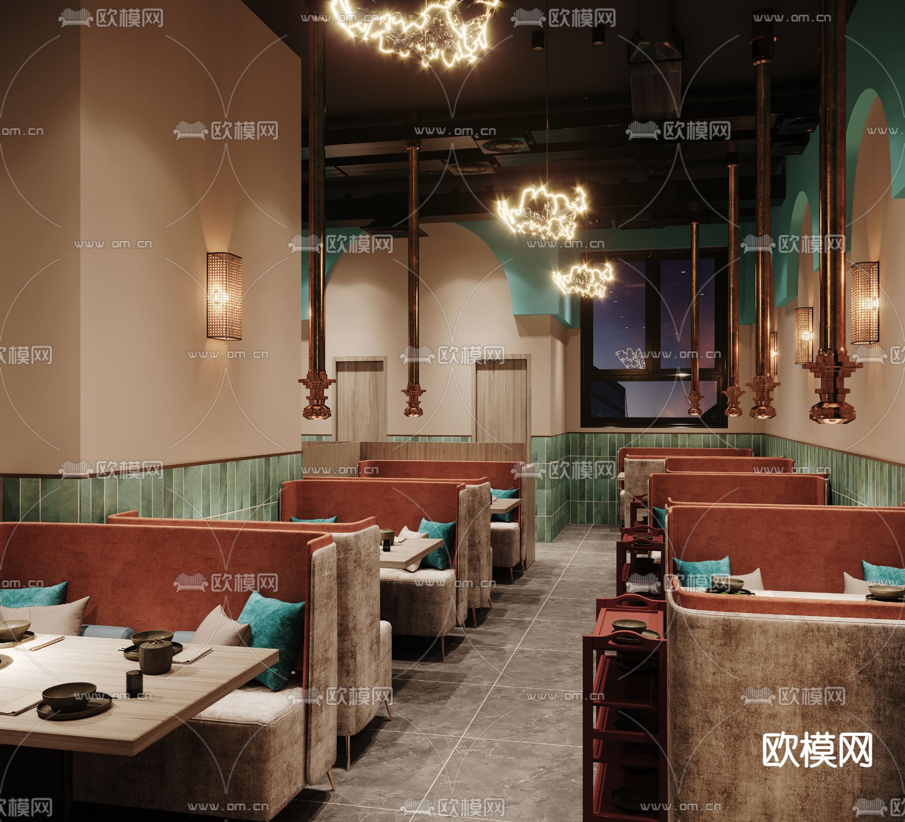 现代烤肉店烧烤店3d模型
