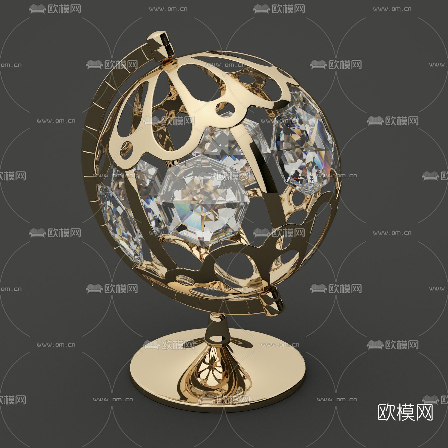 现代珠宝地球仪免费3d模型下载