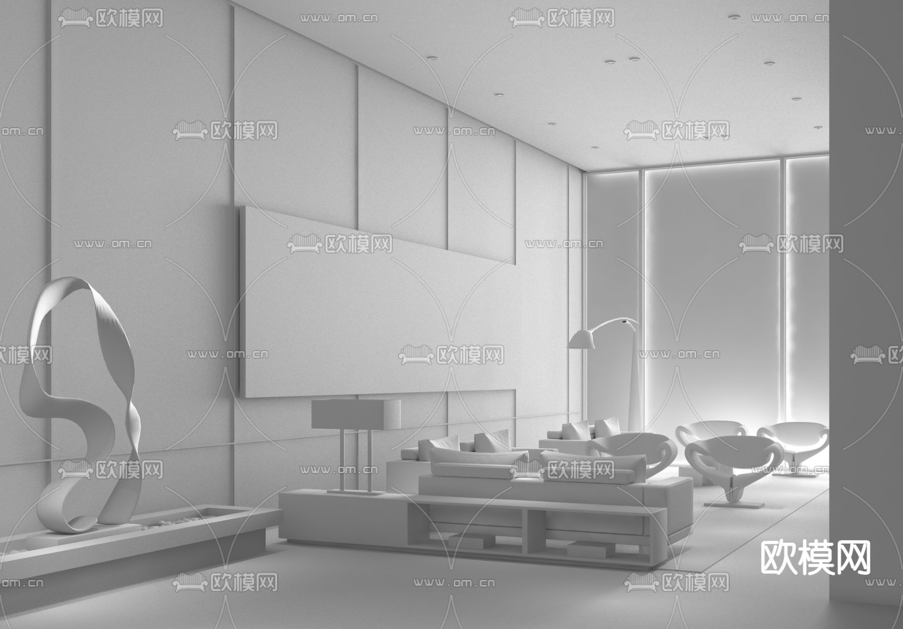 赛瑞迪普设计 现代售楼处洽谈区3d模型