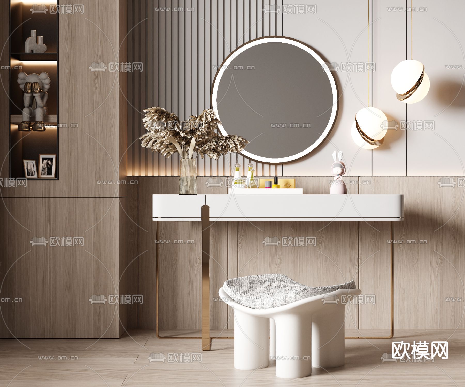 现代轻奢梳妆台3d模型