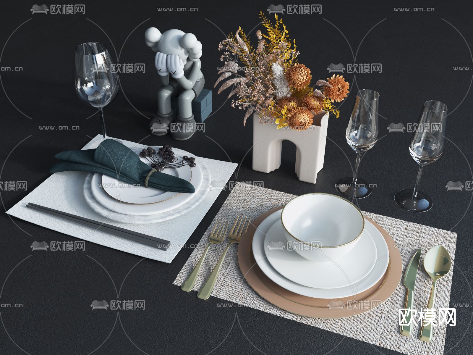 现代餐具免费3d模型下载