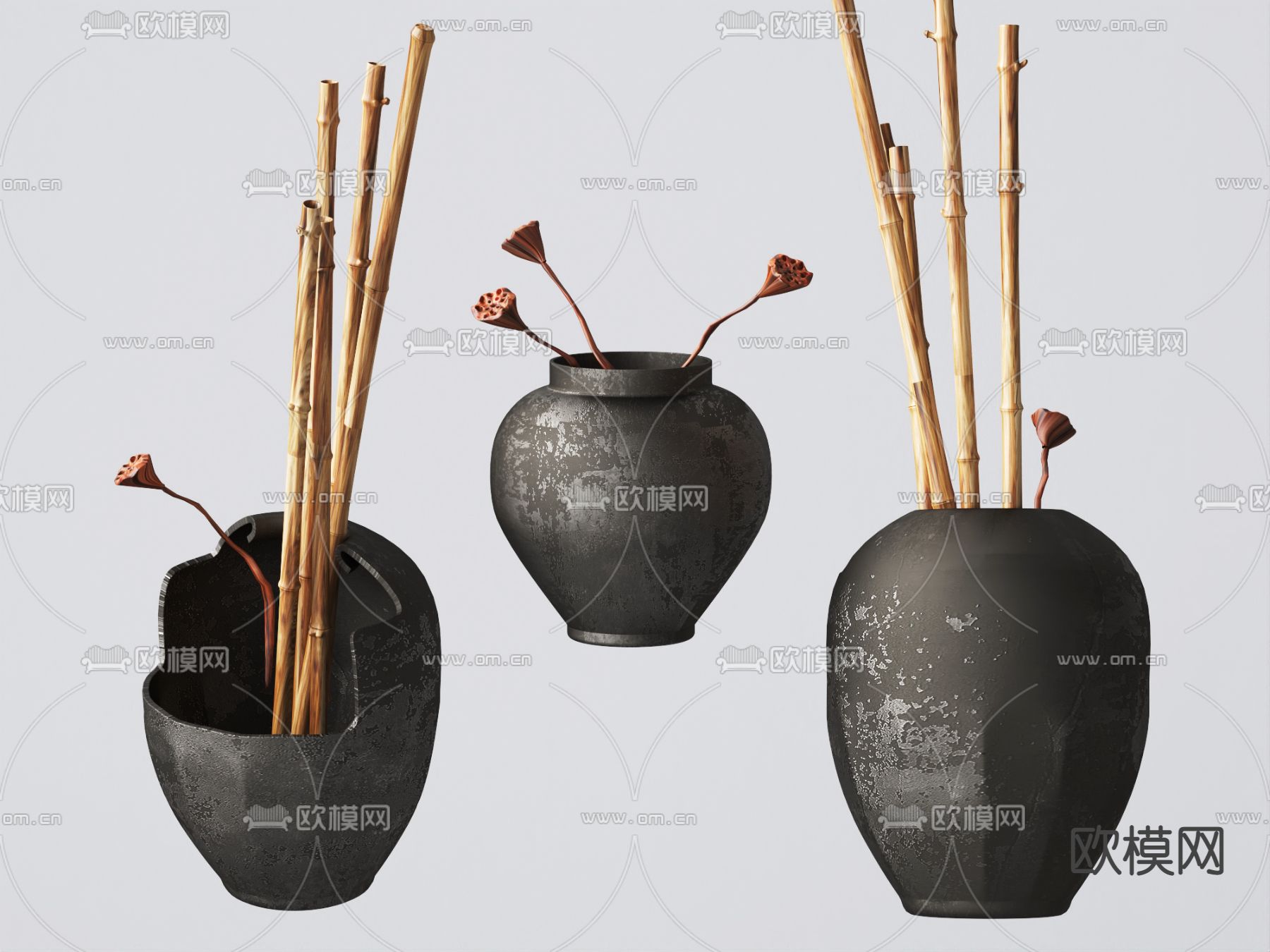 新中式干支陶罐器皿3d模型