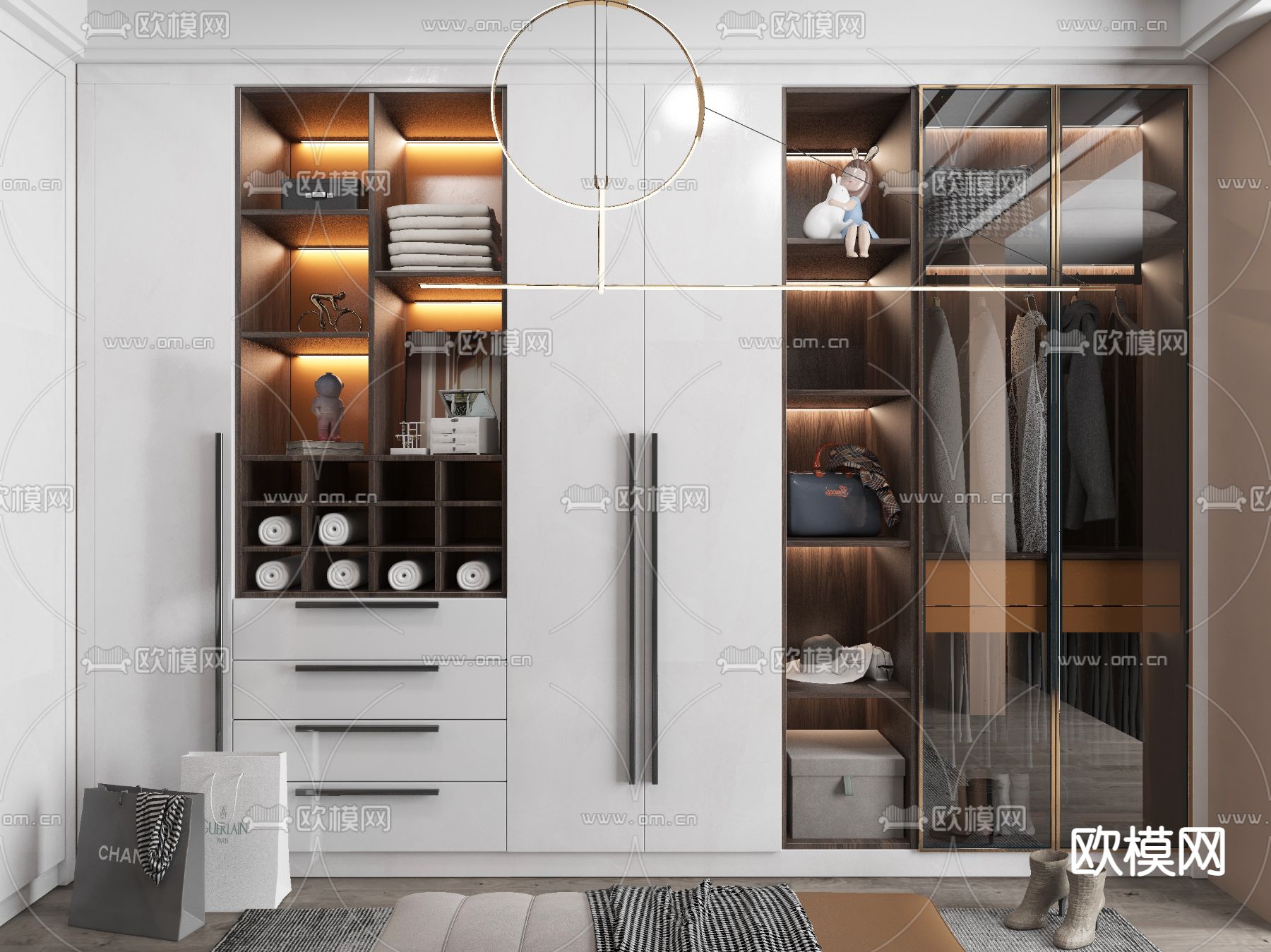 现代衣柜3d模型下载