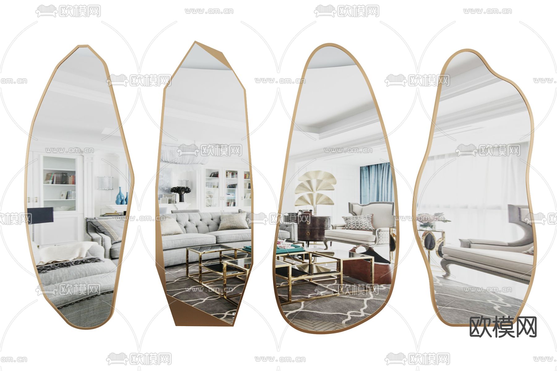 现代不规则穿衣镜3d模型下载