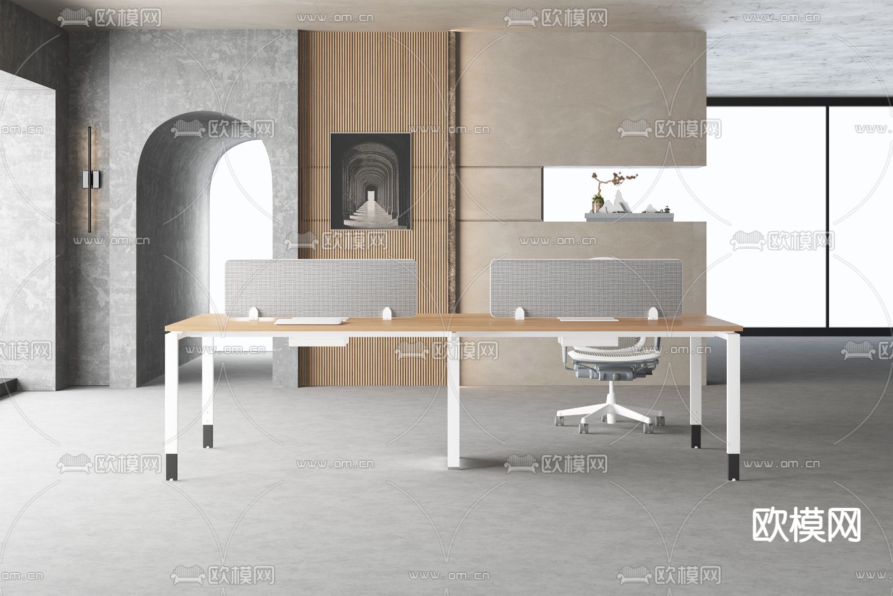 现代办公屏风卡位3d模型下载（渲染图1）