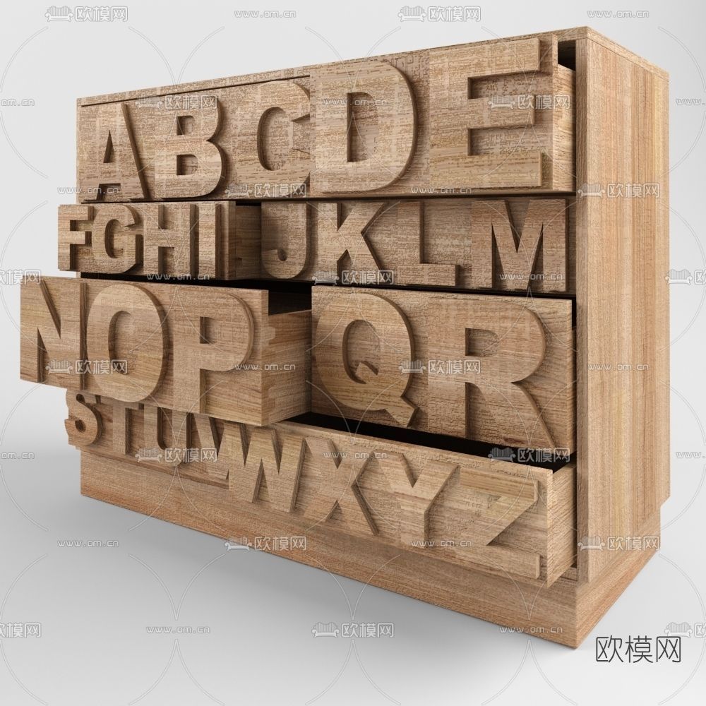 现代儿童边柜免费3d模型下载