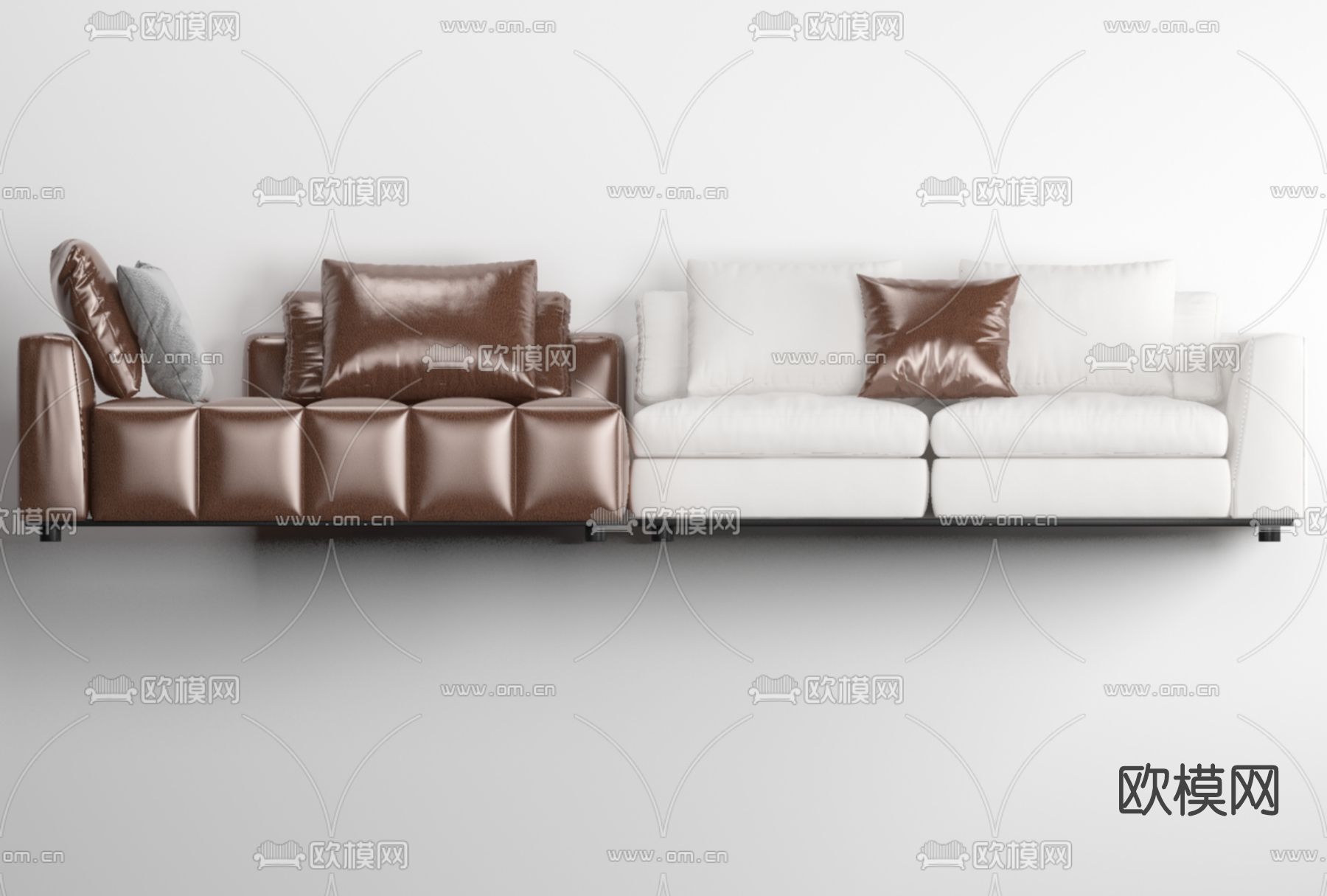 现代布艺多人沙发免费3d模型下载