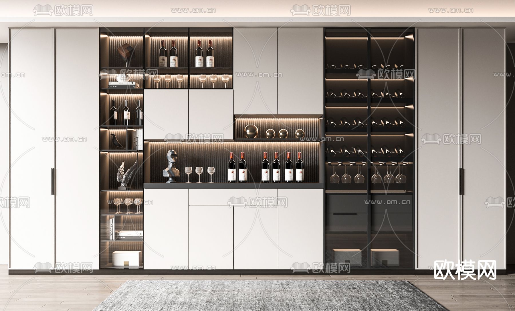 现代多功能酒柜3d模型下载