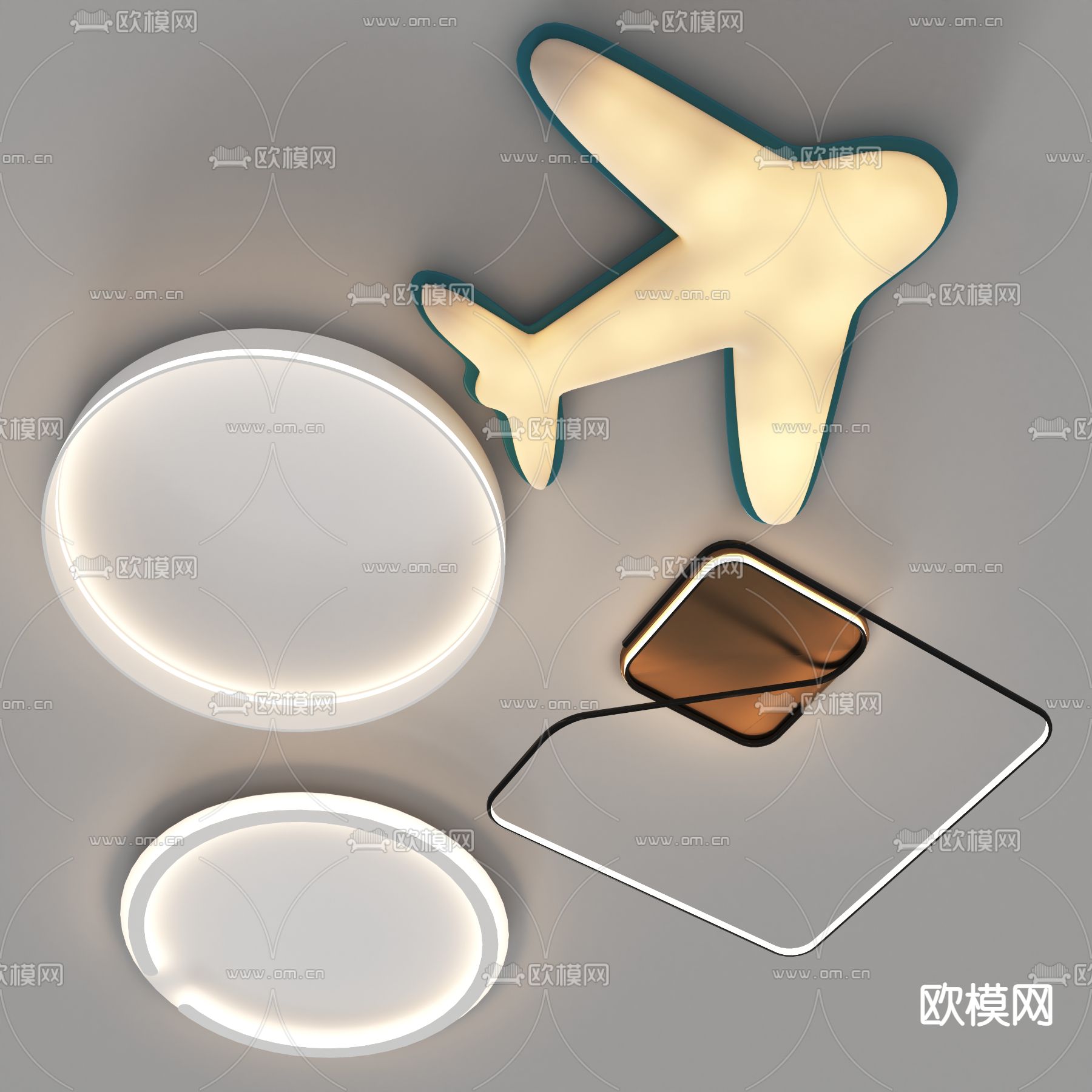 现代儿童房吸顶灯3d模型