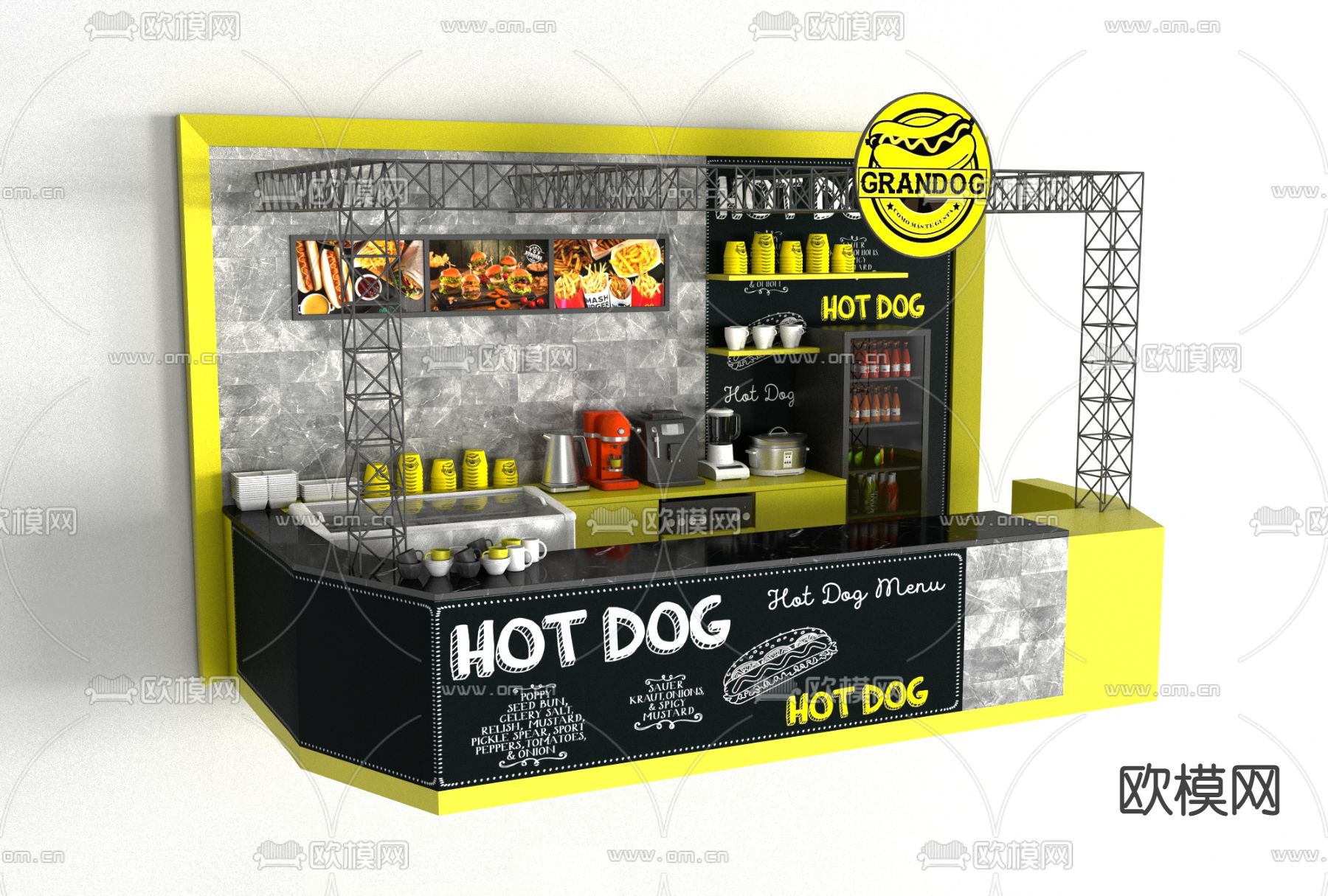 现代售货前台免费3d模型下载