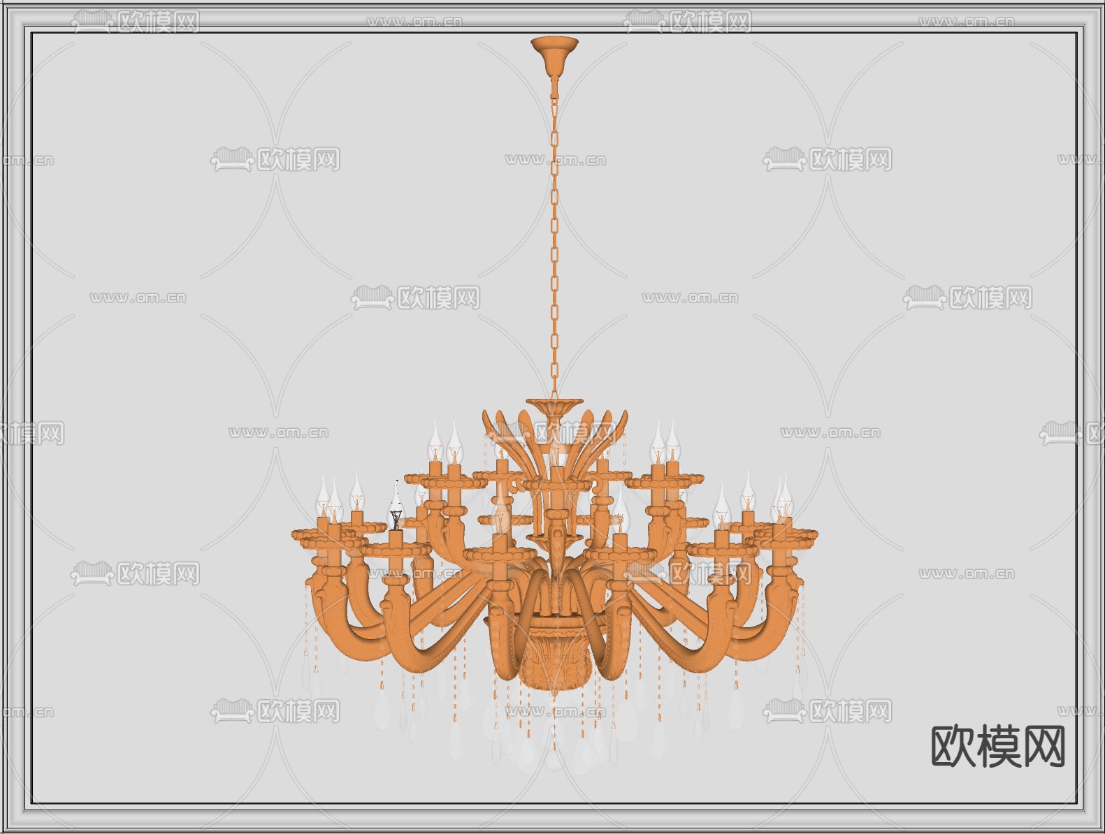 欧式金属吊灯su模型下载（渲染图2）