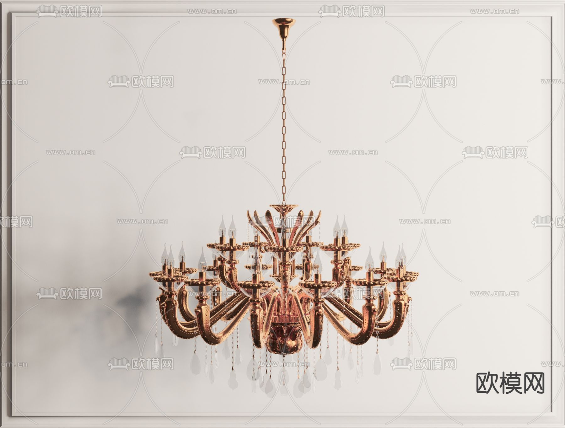 欧式金属吊灯su模型下载（渲染图1）