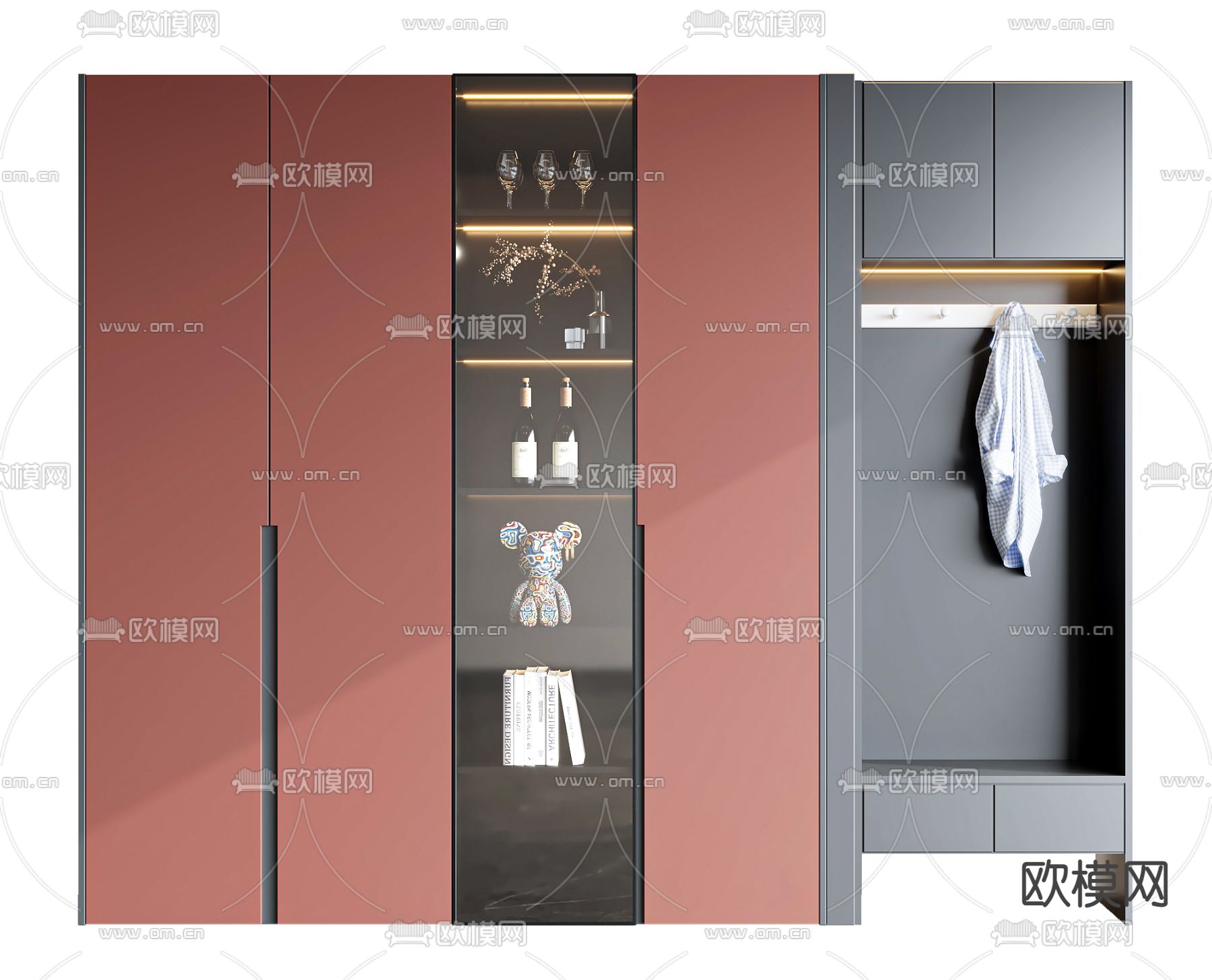 现代入户鞋柜su模型下载（渲染图1）