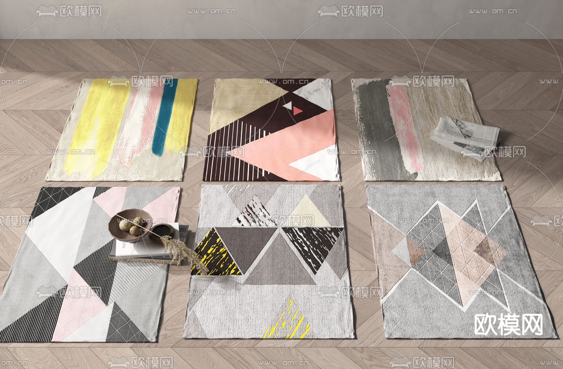 现代布艺地毯3d模型下载