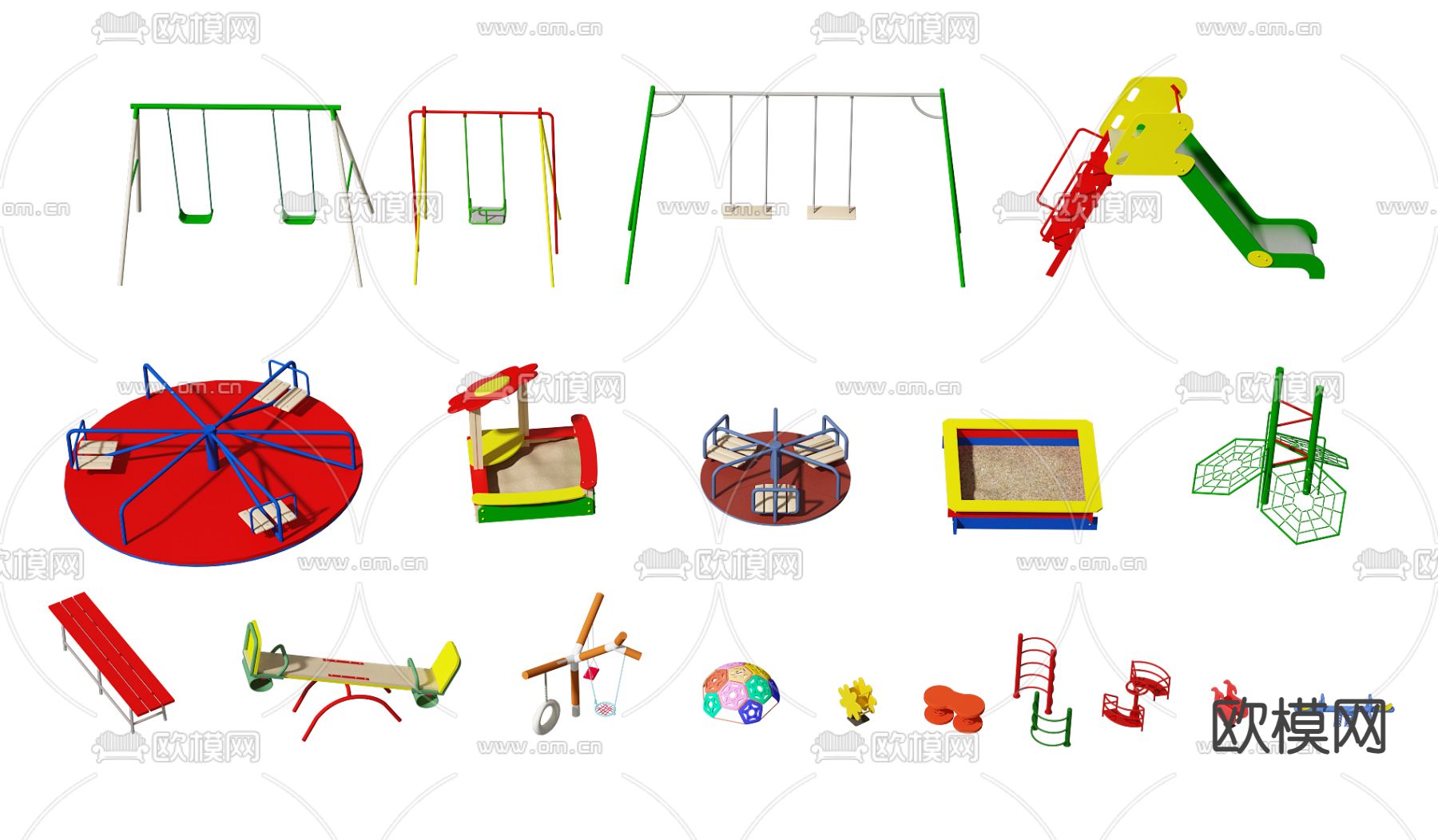现代儿童游乐设施器材设备3d模型下载