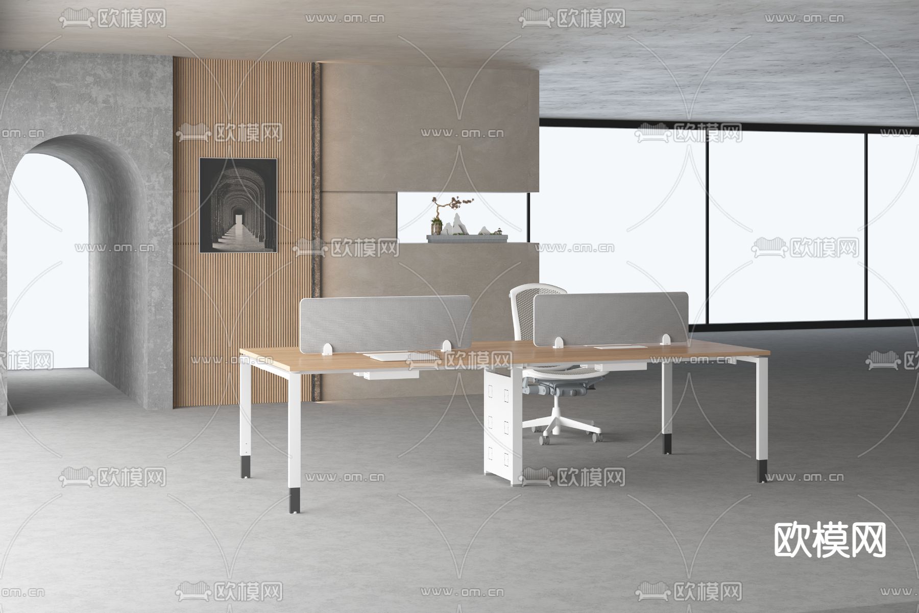 现代办公屏风卡位3d模型下载（渲染图2）