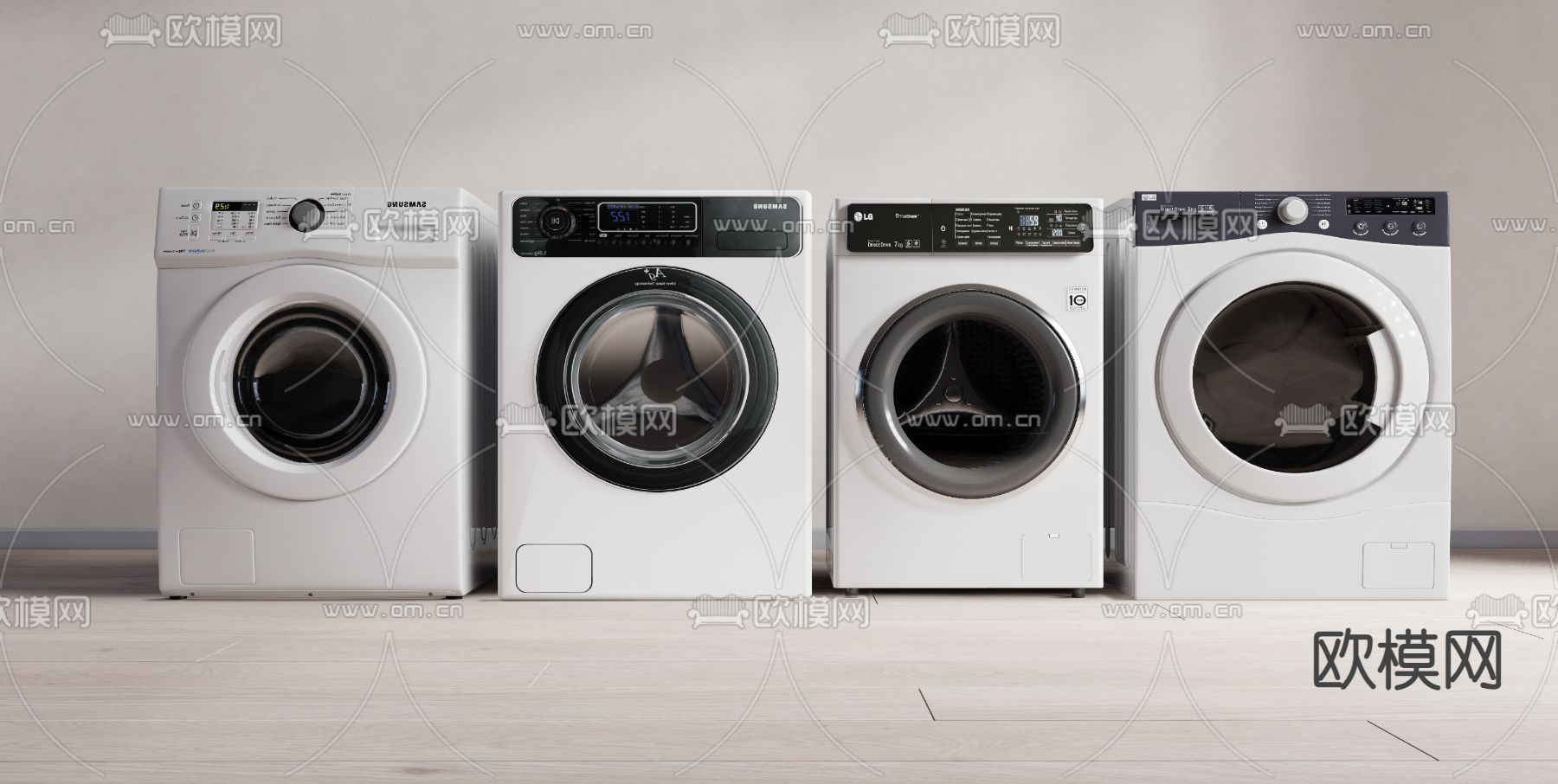 现代滚筒洗衣机su模型下载（渲染图1）