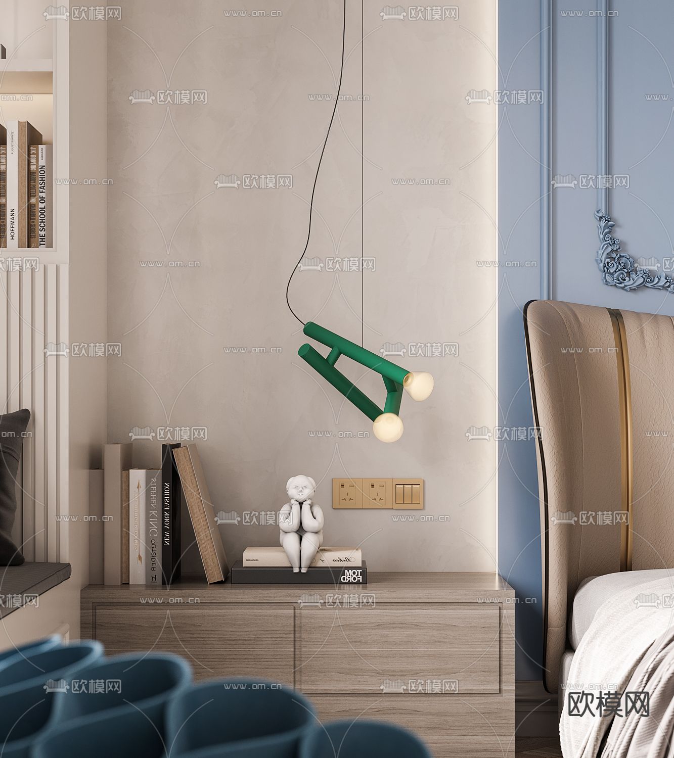 简欧卧室主人房3d模型下载（渲染图2）