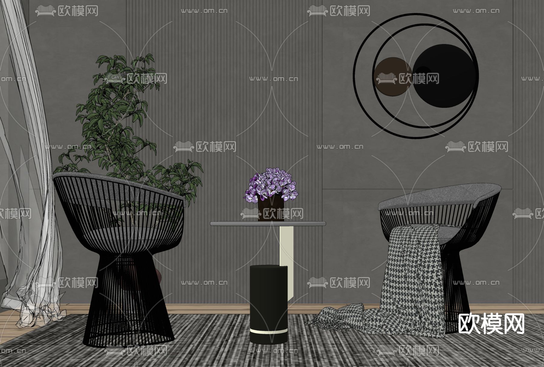 现代轻奢休闲椅su模型下载（渲染图2）