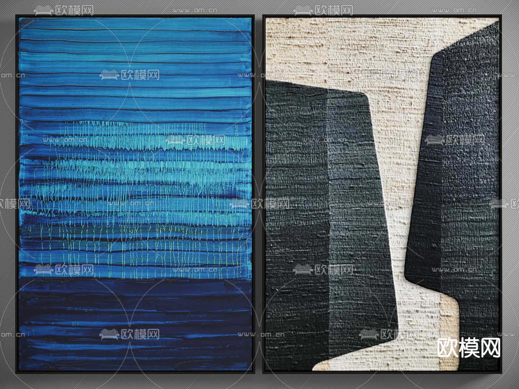 现代抽象画装饰画su模型下载（渲染图2）