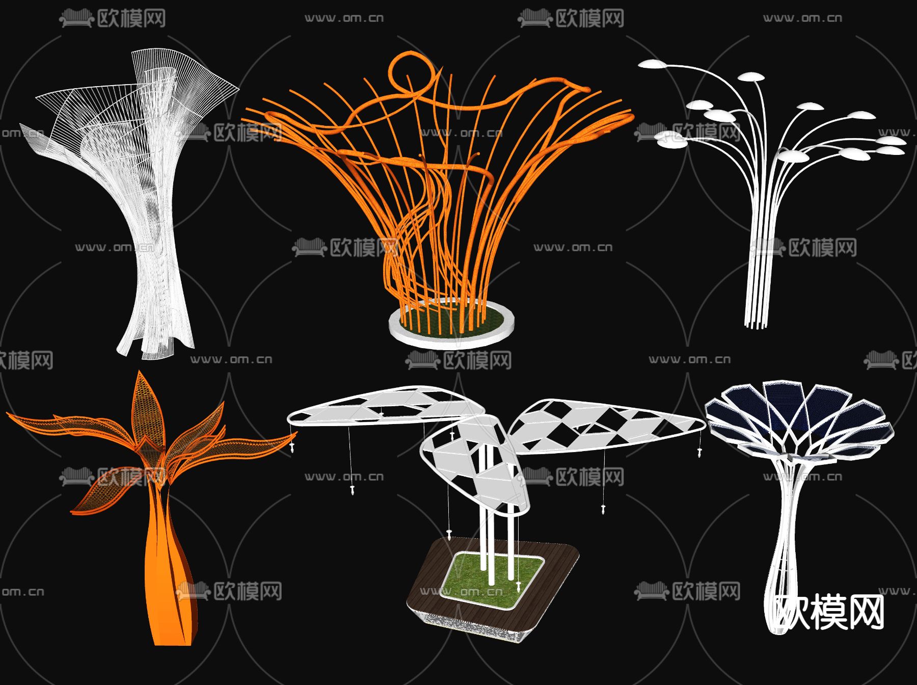 现代异形网红构筑雕塑su模型下载