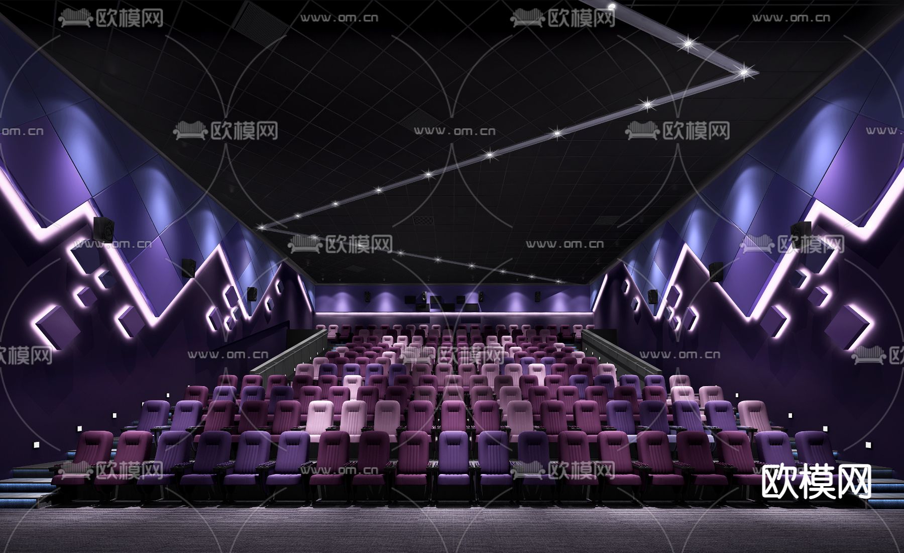 现代电影院放映厅3d模型
