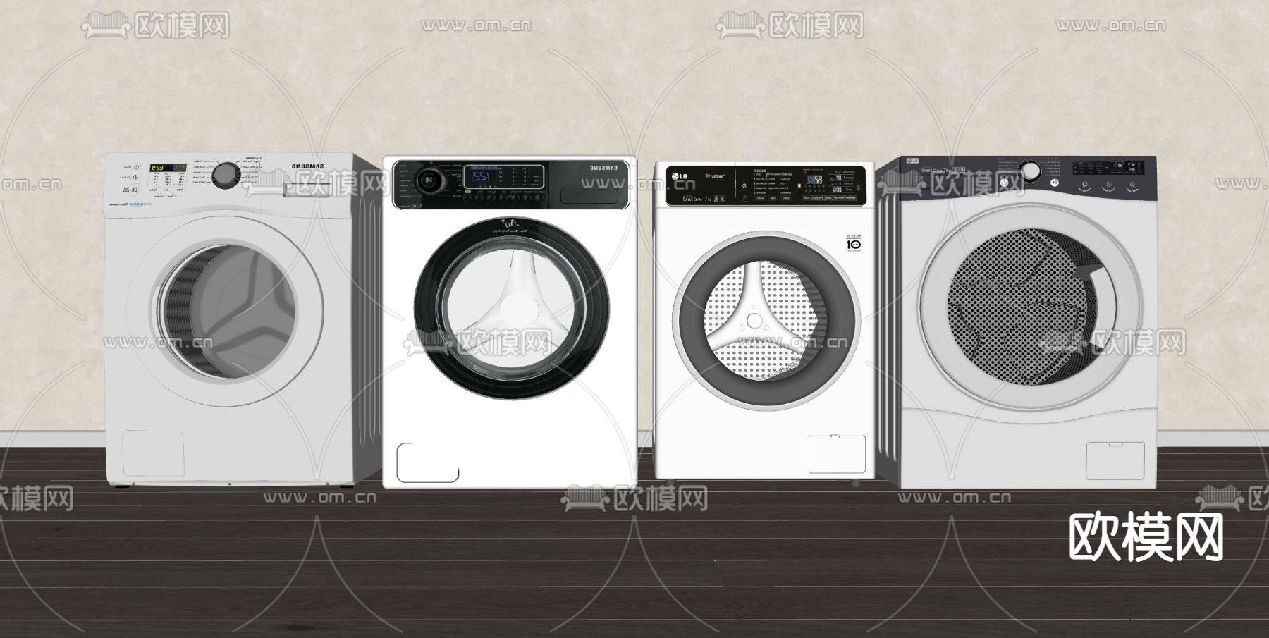 现代滚筒洗衣机su模型下载（渲染图2）