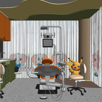  现代儿童牙科诊室正畸诊室su模型 