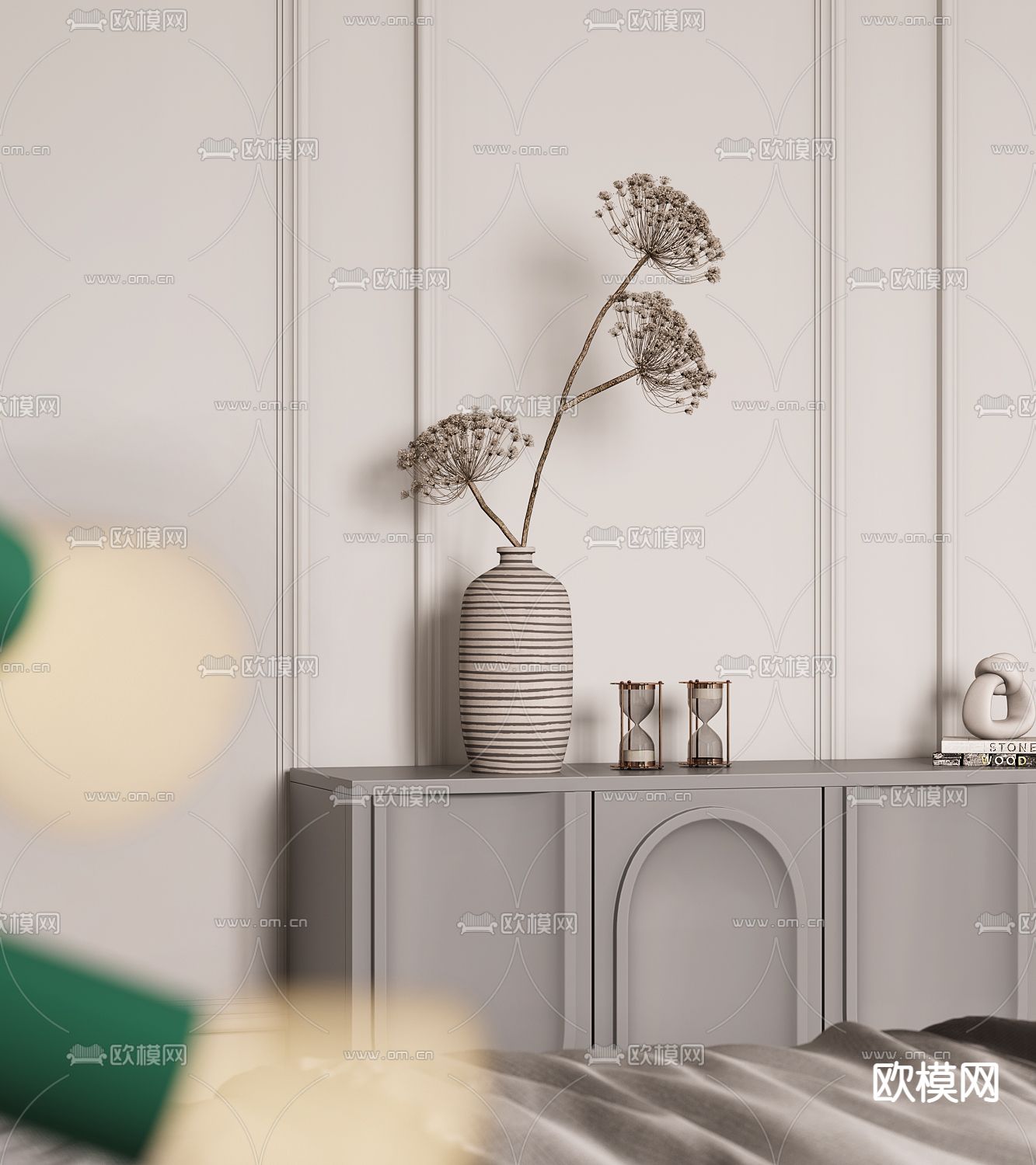 简欧卧室主人房3d模型下载（渲染图3）