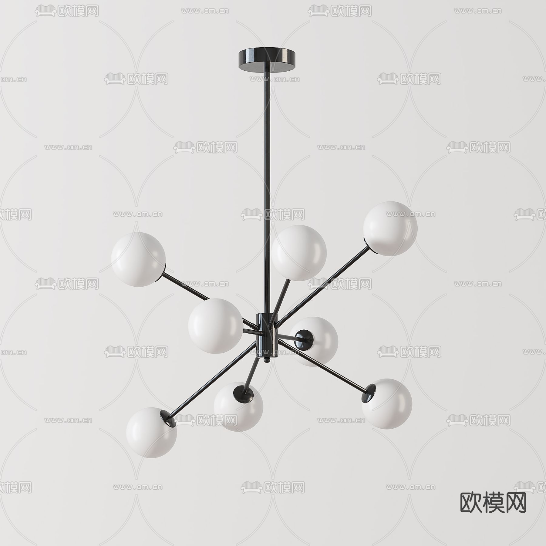 北欧球形吊灯3d模型下载（渲染图2）