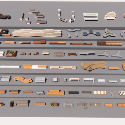  现代户外共用椅su模型 