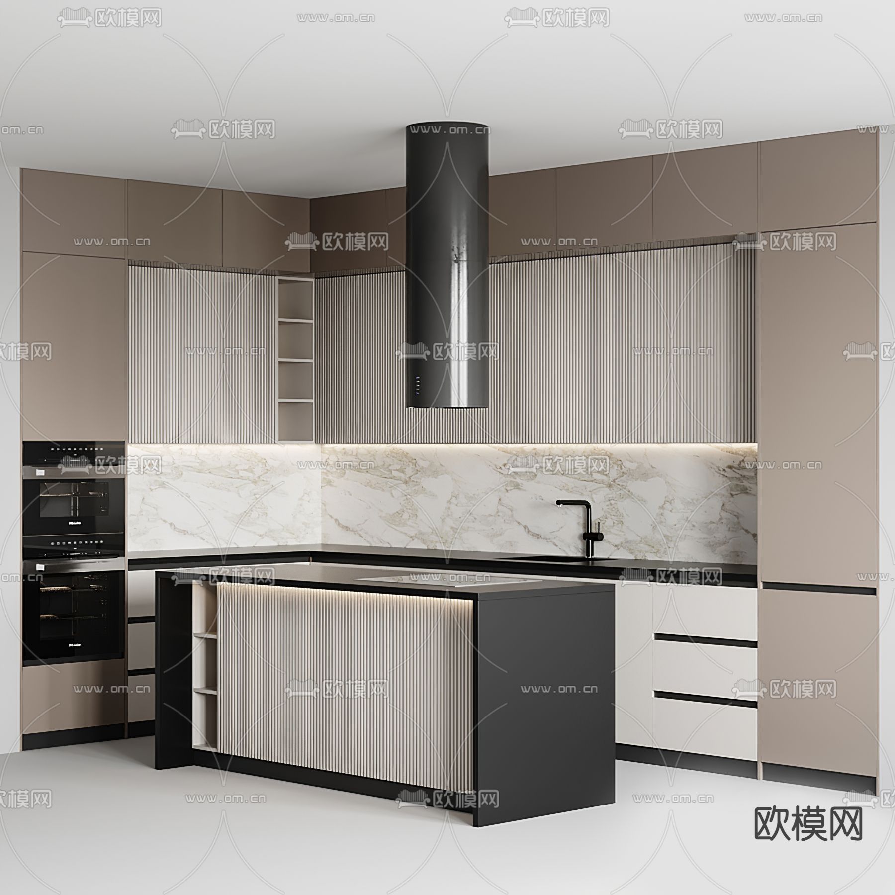 现代中岛台厨房橱柜3d模型