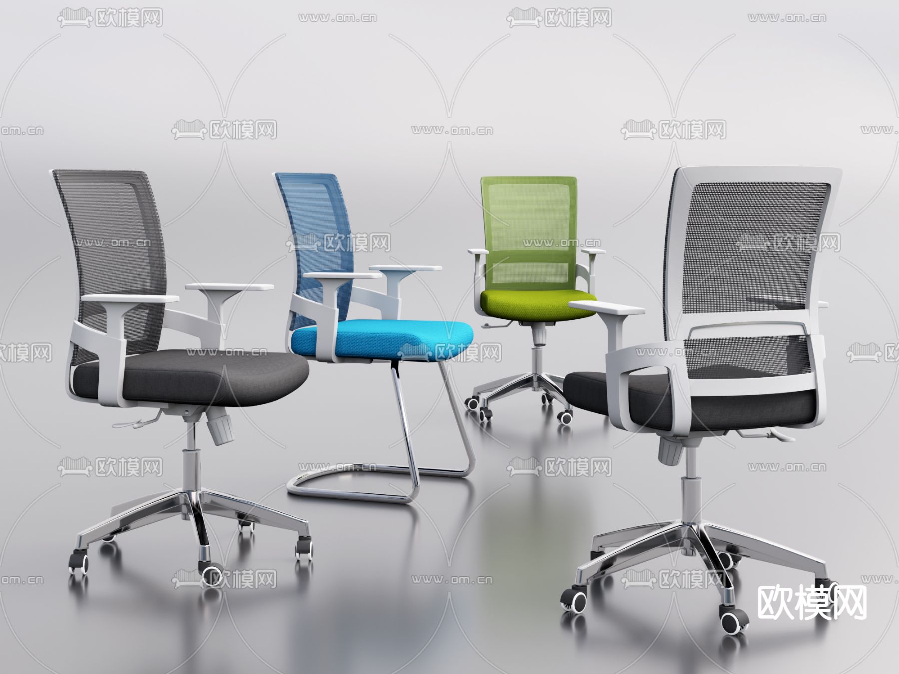 现代网布办公椅3d模型下载