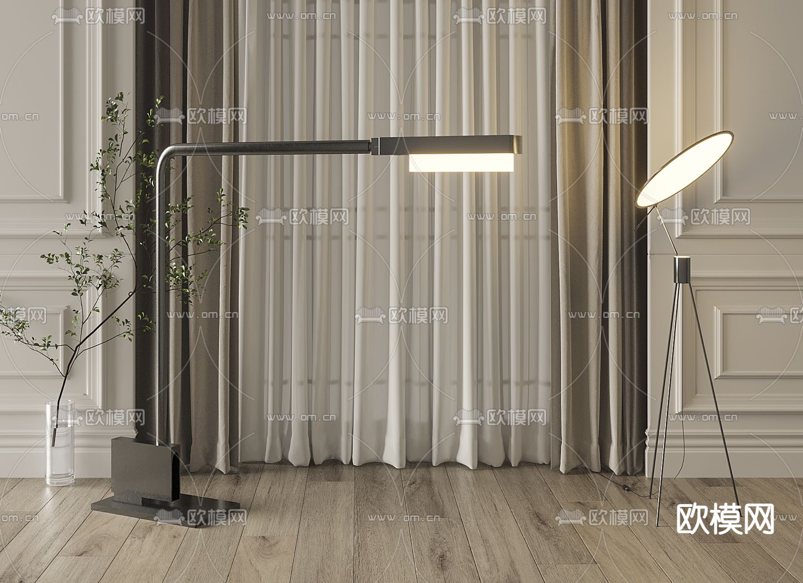 现代简约落地灯3d模型下载