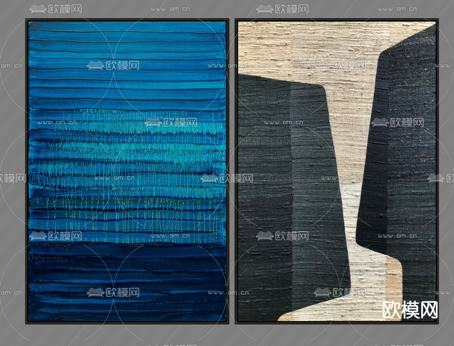 现代抽象画装饰画su模型下载（渲染图1）