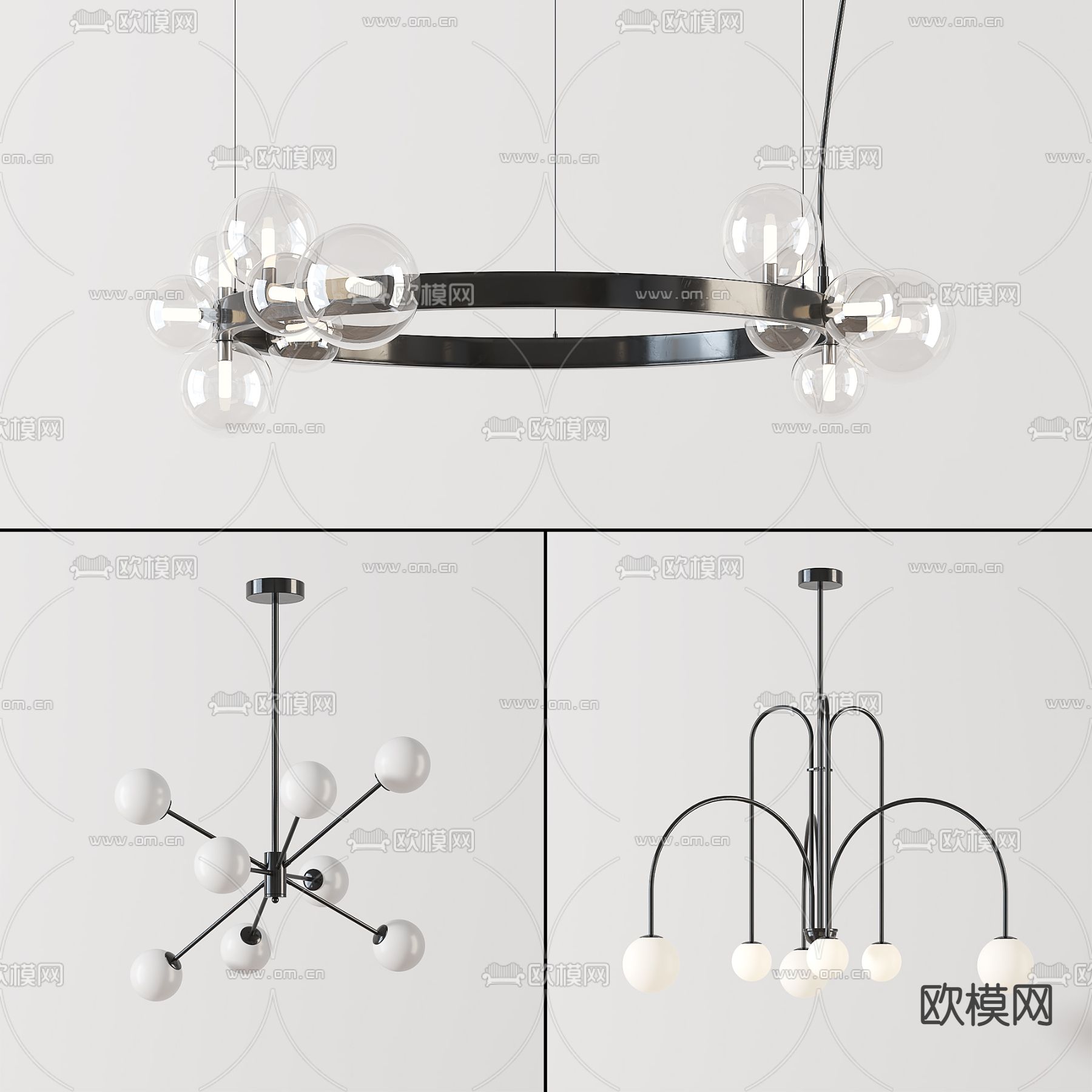 北欧球形吊灯3d模型下载（渲染图1）