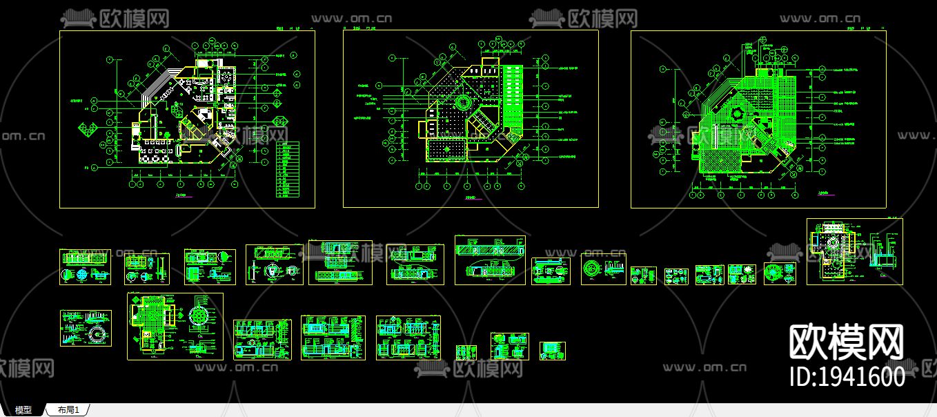 某宾馆大堂cad施工图下载（渲染图3）